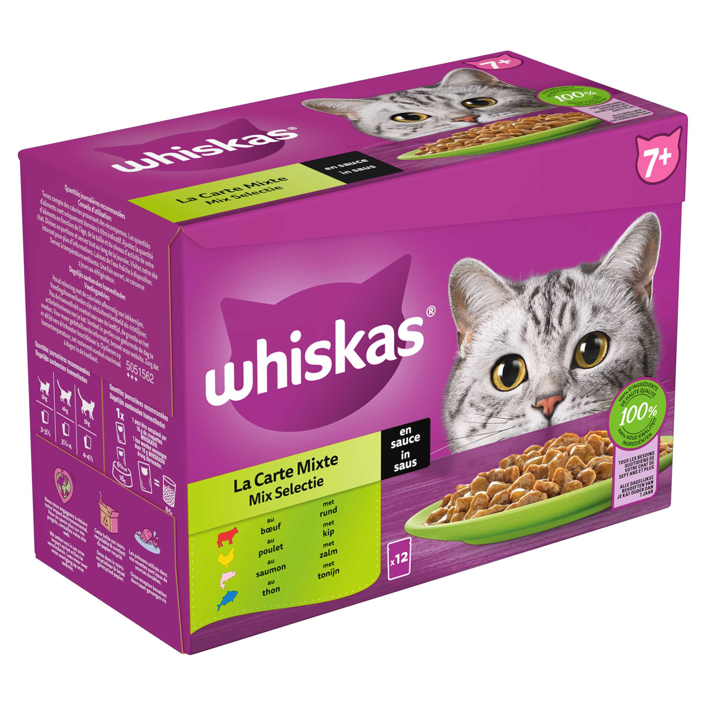 Whiskas 7+ Mix in saus pouches multipack 12 x 85g