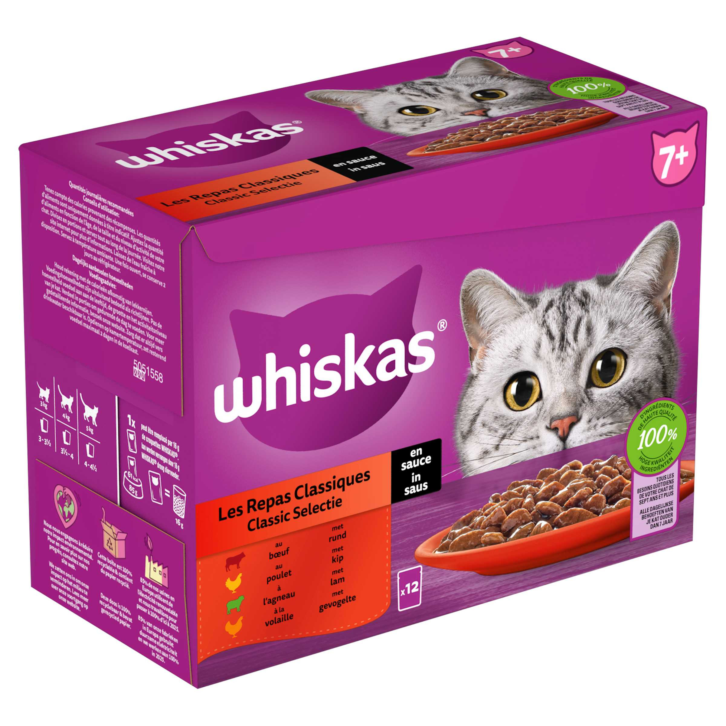 Whiskas 7+ Classic Selectie in Saus pouches multipack 12 x 85g