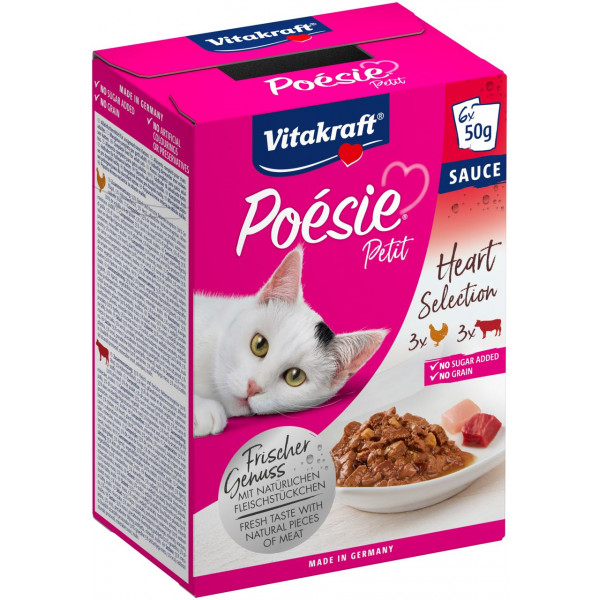 Vitakraft Poésie Petit Heart Selection natvoer kat (6 x 50 g) 1 verpakking (6 x 50 g)