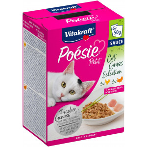 Afbeelding Vitakraft Poésie Petit Cat Grass Selection - Kattensnack - Kip Kalkoen 6x50 g door Brekz.nl