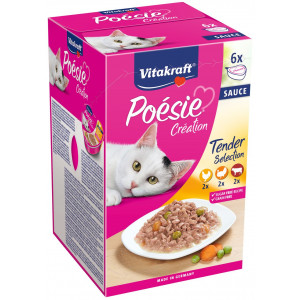 Afbeelding Vitakraft Poesie Multipack Sauce Pouch - Kattenvoer - Kip Rund 6x85 g door Brekz.nl