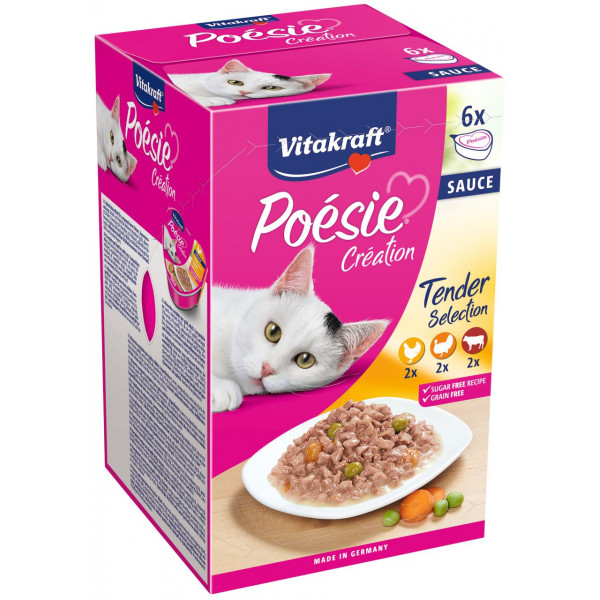 Vitakraft Vitakraft Poésie Création in saus natvoer kat multipack (6 x 85 g) 4 verpakkingen
