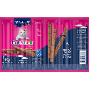 Vitakraft Catstick Classic met kabeljauw & koolvis kattensnoep 10 x 6 sticks