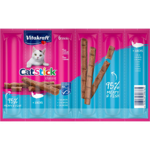 Afbeelding Vitakraft Catstick Classic zalm kattensnoep 10 x 6 sticks door Brekz.nl