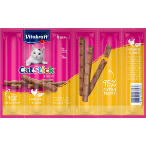 Vitakraft Catstick Classic met gevogelte & lever kattensnoep 10 x 6 sticks