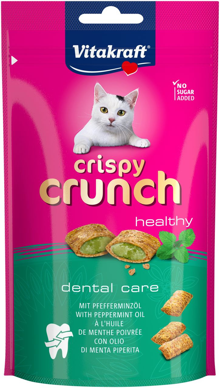 Afbeelding van 2 verpakkingen Vitakraft Crispy Crunch dental care kattensnack (60 g)