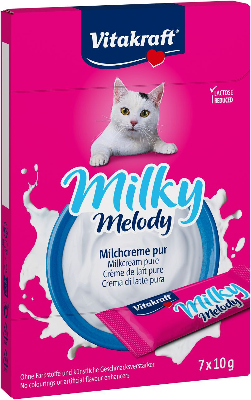 Afbeelding van 1 verpakking Vitakraft Milky Melody Puur melkcrème kattensnack (7 x 10 g)