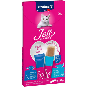 Vitakraft Jelly Lovers Mp 6x15 g - Kattensnack - Zalm&Schol