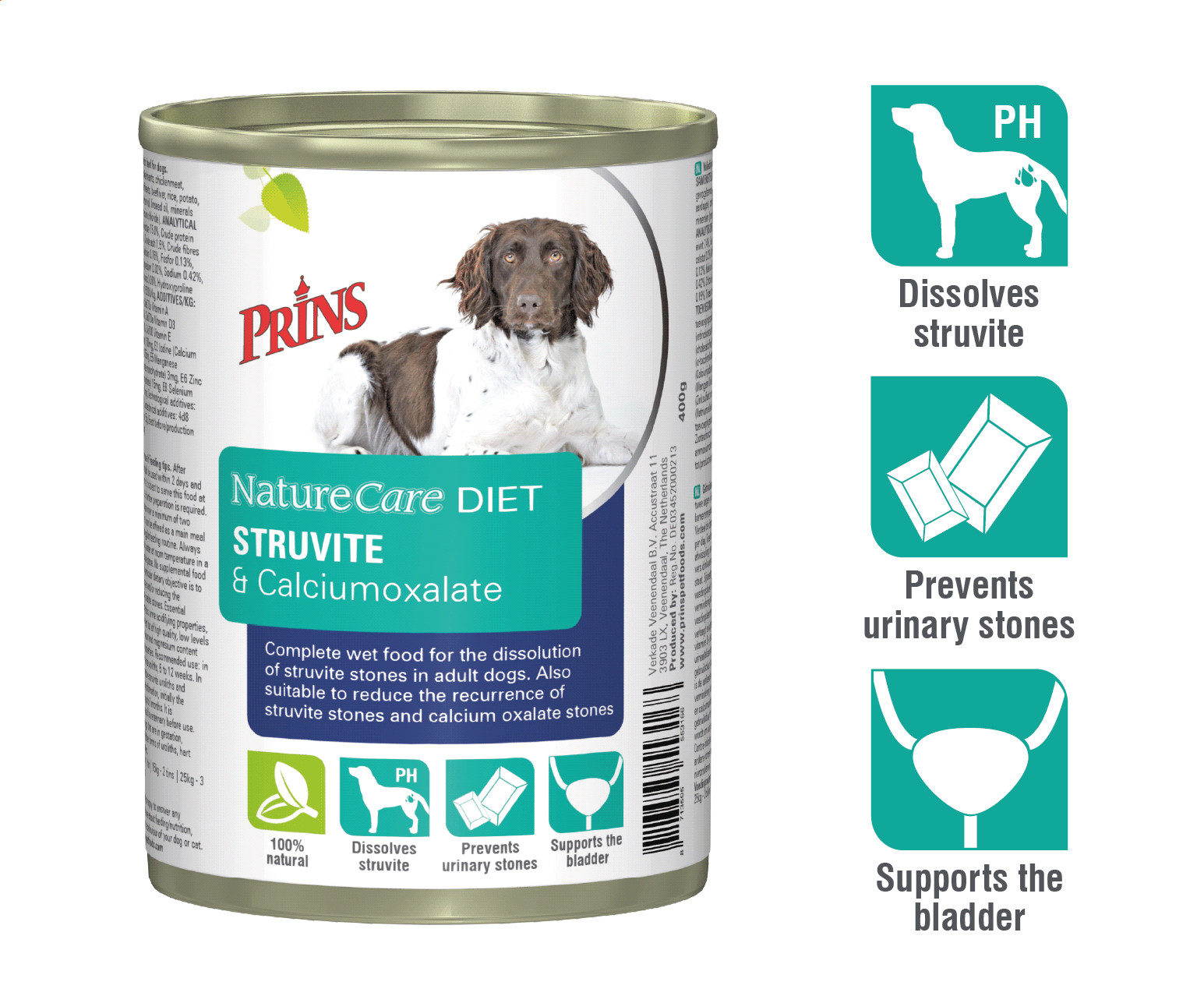 Prins NatureCare Diet Struvite & Calciumoxalate natvoer hond