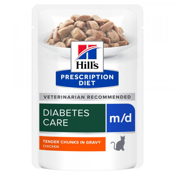 Hill's Hill's Prescription Diet M/D Diabetes Care nat kattenvoer met kip maaltijdzakje 4 dozen (48 x 85 g)