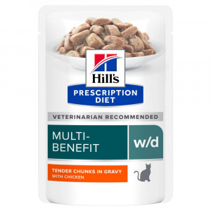 Hill's Prescription Diet W/D Multi-Benefit natvoer kat met kip maaltijdzakje 48 x 85 g