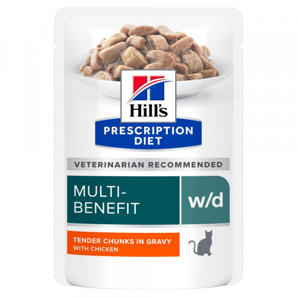 Hill's Hill's Prescription Diet W/D Multi-Benefit natvoer kat met kip maaltijdzakje 1 doos (12 x 85 g)