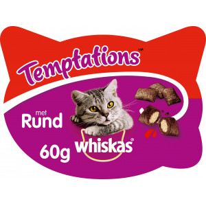 Afbeelding Whiskas Temptations rund Kattensnoep 60 gram door Brekz.nl