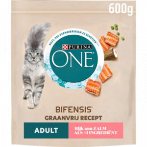 Afbeelding Purina One Graanvrij Adult met zalm kattenvoer 6 x 600 g door Brekz.nl