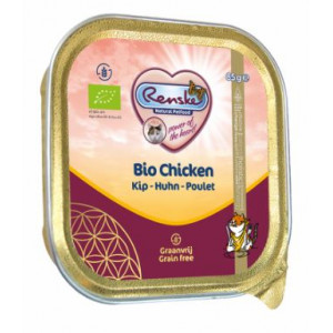 Renske Biologisch Graanvrij vers gestoomd kip natvoer kat (kuip) 19 x 85 g afbeelding