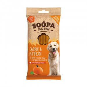 Soopa Jumbo Dental Sticks met wortel & pompoen voor de hond Per 5