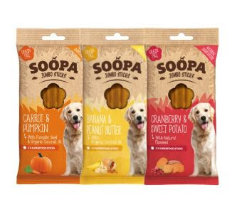 Soopa Jumbo Dental Sticks met wortel & pompoen voor de hond