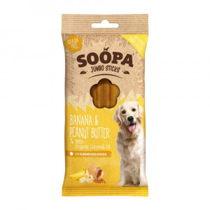 Soopa Jumbo Dental Sticks met banaan & pindakaas voor de hond Per stuk