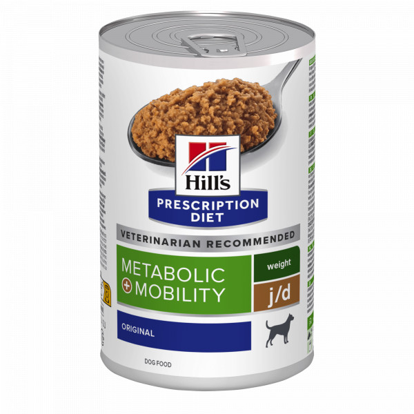 Hill's Hill's Prescription Diet J/D Weight Metabolic + Mobility nat hondenvoer blik 1 tray (12 x 370 g)