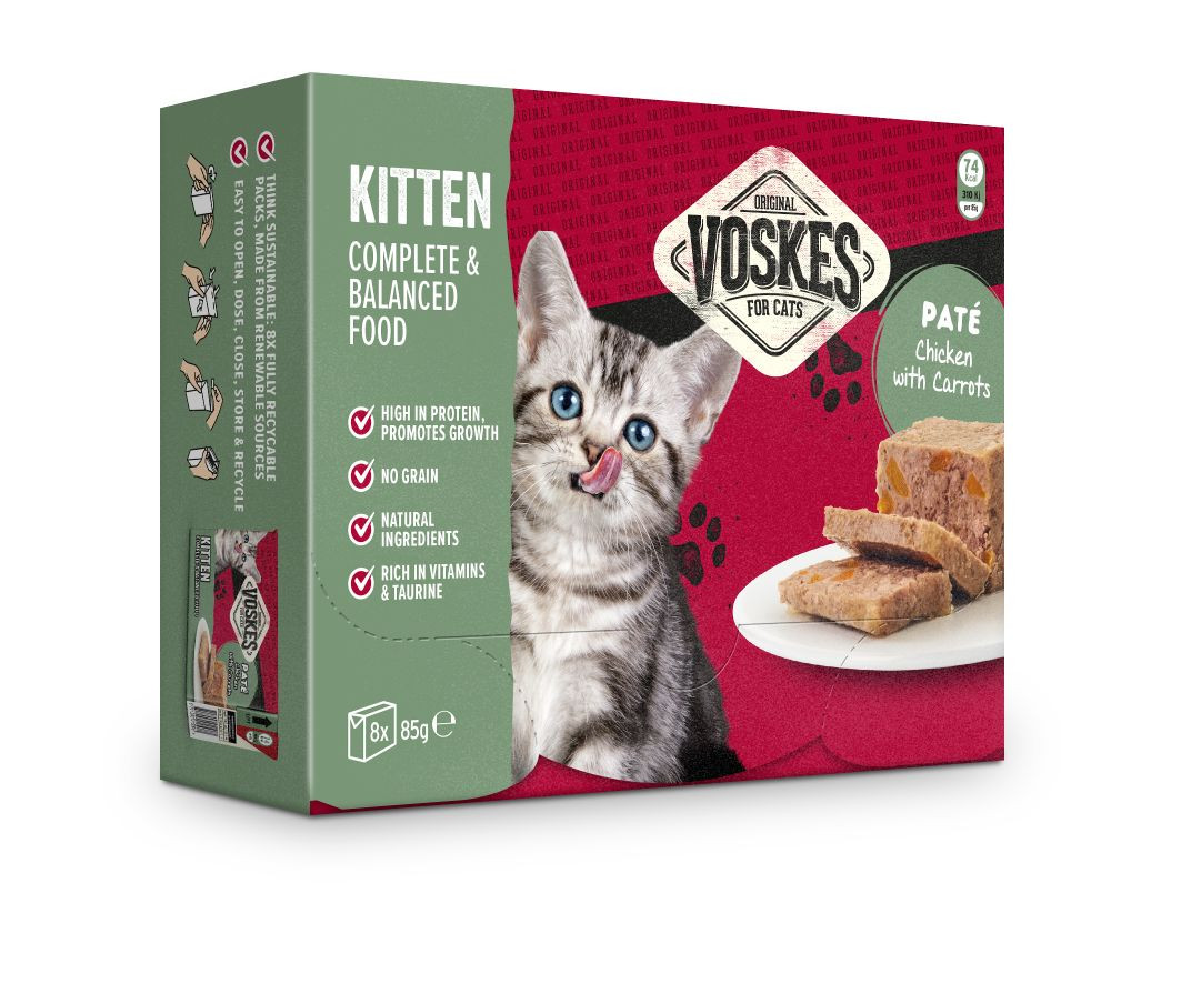 Voskes Kitten Pat kip met wortelen natvoer kat