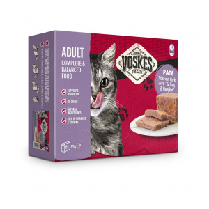 Voskes Adult - Pat Iberisch varken met kalkoen & pompoen natvoer kat (8x85 g) 8 verpakkingen (64 x 