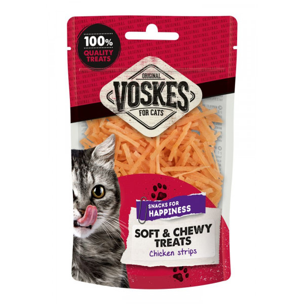 Voskes Soft & Chewy kipfilet reepjes kattensnack (60 g) 3 stuks