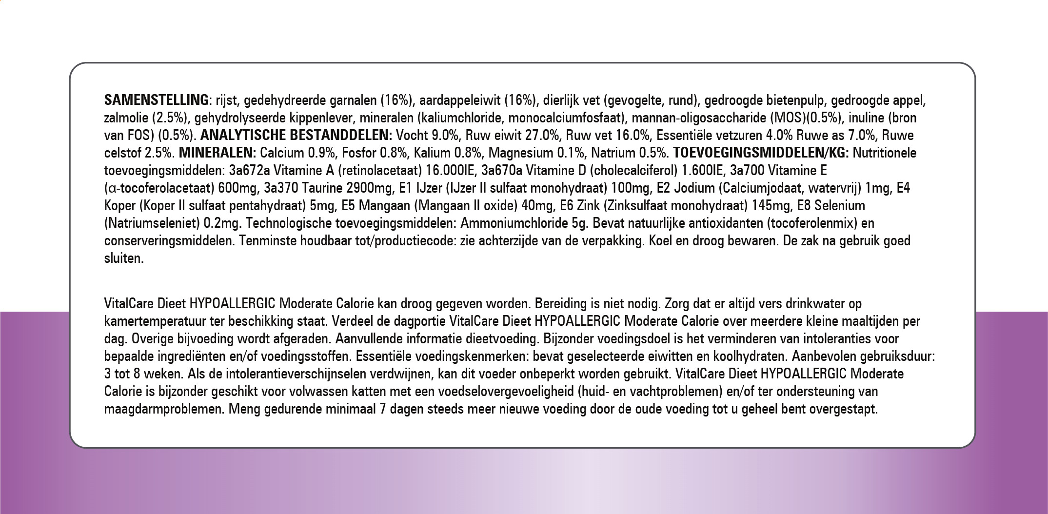 Prins Vitalcare Dieet Hypoallergic Moderate Calorie kattenvoer