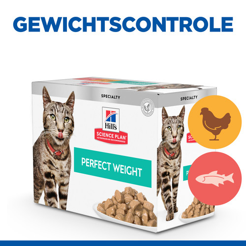 Hill's Adult Perfect Weight combipack met kip & zalm nat kattenvoer 85 g