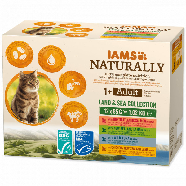 IAMS Iams Naturally Adult Land & Sea Collection in gravy natvoer kat (12x85gr) 12 x 85 g