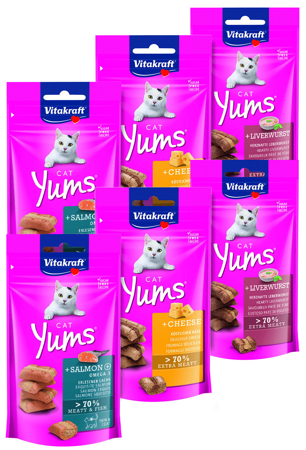 Vitakraft Cat Yums combi zalm, kaas, lever kattensnack (3 x 40 g)