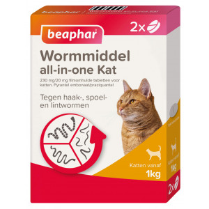 Afbeelding Beaphar Wormmiddel all-in-one kat 2 tabletten door Brekz.nl