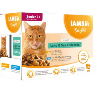 Afbeelding Iams Delights Senior Land & Sea Collection in gravy (12x85g) 24 x 85 gr door Brekz.nl