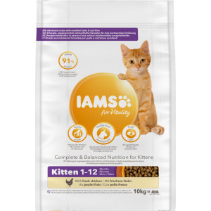 Afbeelding Iams Kitten & Junior Kip kattenvoer 10 kg door Brekz.nl