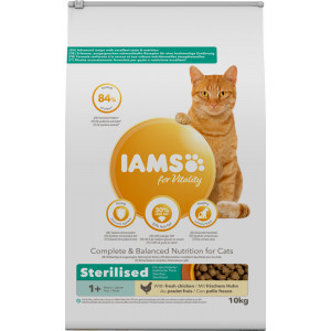 Afbeelding Iams for Vitality Adult Sterilised Kip kattenvoer 10 kg door Brekz.nl