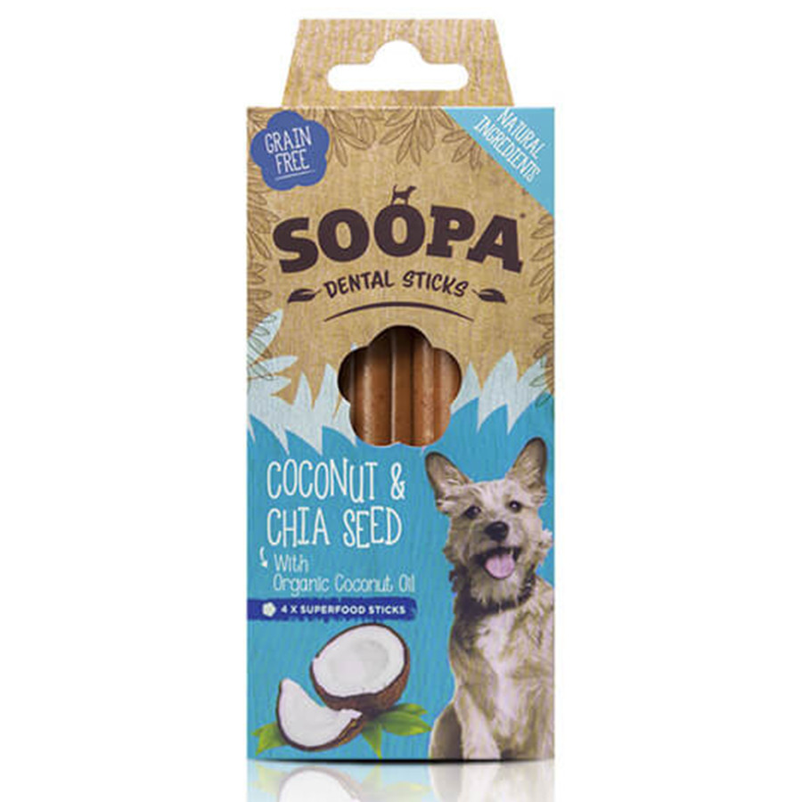 Soopa Dental kauwsticks Kokosnoot & Chiazaad voor de hond