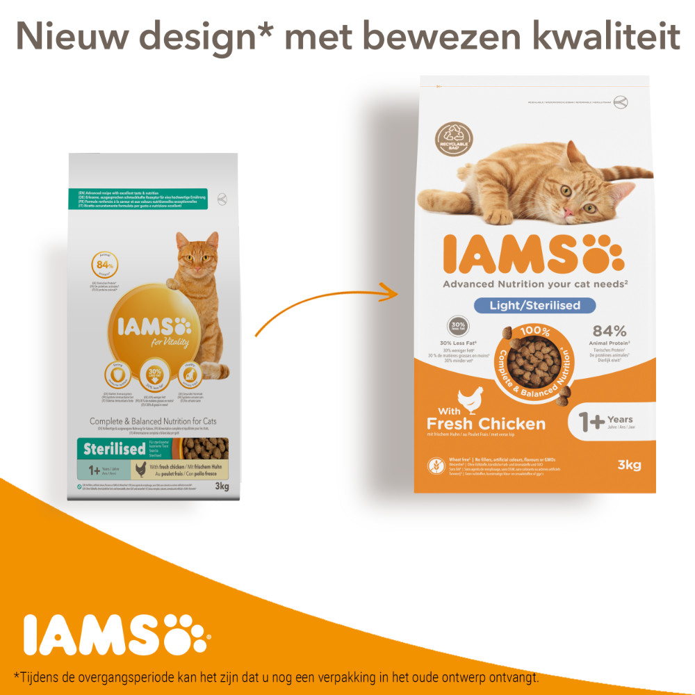 Iams For Vitality Adult Sterilised Kip kattenvoer