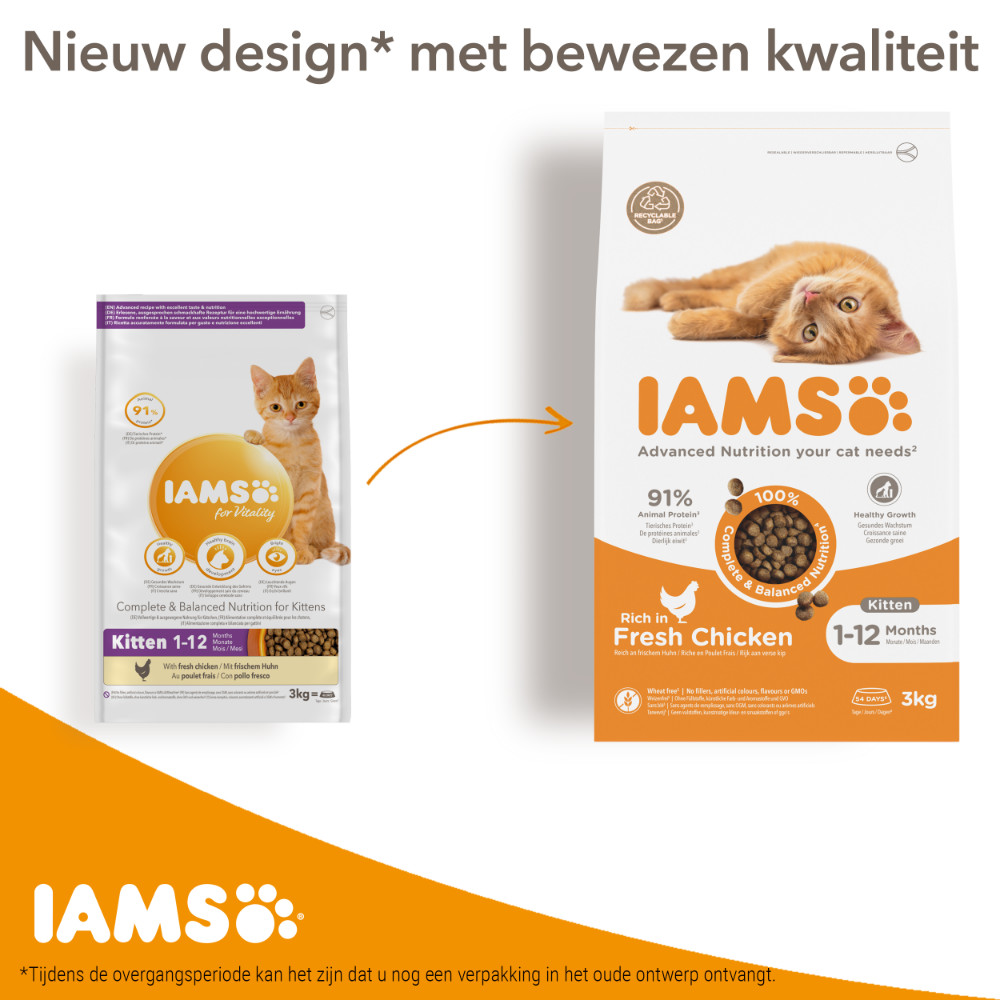 Iams For Vitality Kitten Kip Kattenvoer