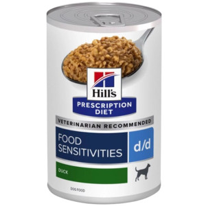 Hill&apos;s Prescription Diet D/D Food Sensitivities nat hondenvoer met eend & rijst blik 1 tray (12 x 370 g) afbeelding