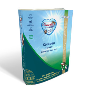 Renske Graanvrij vers gestoomd kalkoen hypoallergeen natvoer hond (kuip) 2 trays (20 x 395 g) afbeelding