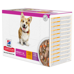 Hill&apos;s Adult Small & Mini stoofpotje met kip & groenten, met rund & groenten multipack hond 1 doos (12 x 80 g)