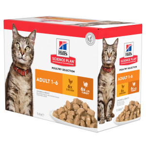 Hill's Adult Poultry Selection combipack kip & met kalkoen nat kattenvoer 2 dozen (24 x 85 g)