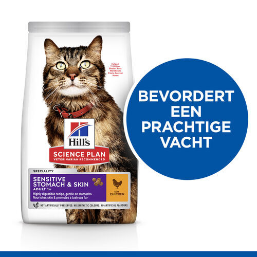 Hill's Adult Sensitive Stomach & Skin met kip kattenvoer