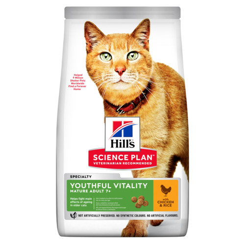 Hill's Mature Adult Senior Vitality met kip & rijst kattenvoer