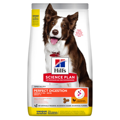 Hill's Adult Perfect Digestion Medium met kip & bruine rijst hondenvoer