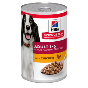 Hill's Adult met kip nat hondenvoer (blik 370 gr) 2 trays (24 x 370 g)