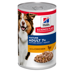 Hill&apos;s Mature Adult 7+ nat hondenvoer met kip blik 1 tray (12 x 370 g) afbeelding