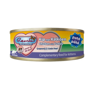 Renske Kitten Graanvrij pâté kip met kalkoen natvoer kat (blik) 24 x 70 g