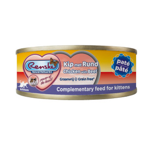 Renske Kitten Graanvrij paté kip met rund natvoer kat (blik) 24 x 70 g afbeelding