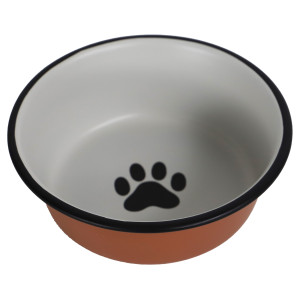 RVS eetbak terracottalook voor hond en kat 2 x 20 cm afbeelding