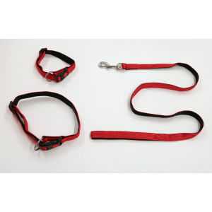 Nylon halsband of looplijn gevoerd rood Band 25 mm afbeelding